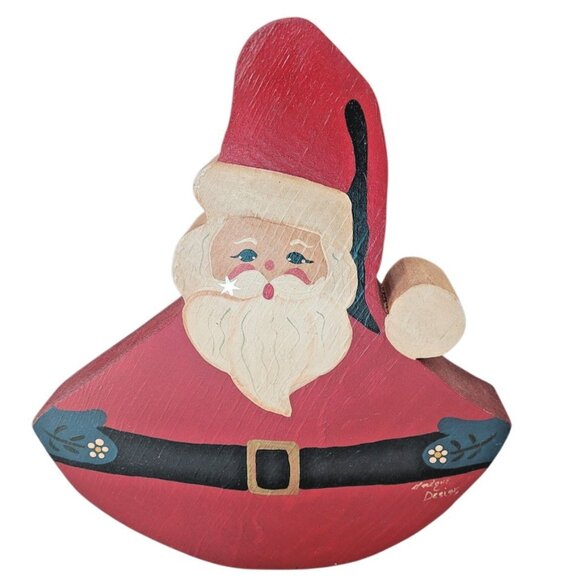 Folk Art Vintage Primitive Wood Handmade Santa Claus 3D Christmas Xmas - Picture 1 of 9